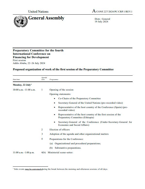 Annotated Provisional Agenda adopted by the Preparatory Committee for the 4th International Conference on Financing for Development on 23 February 2024