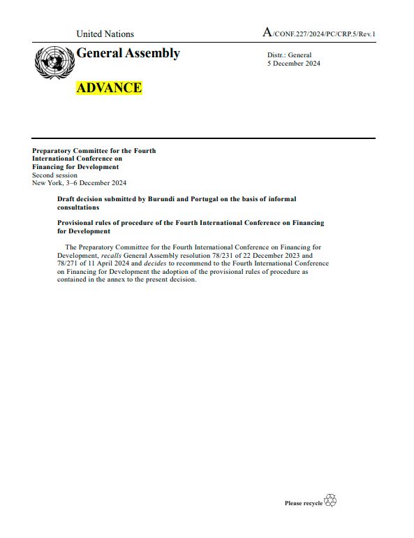 Provisional rules of procedure of FfD4