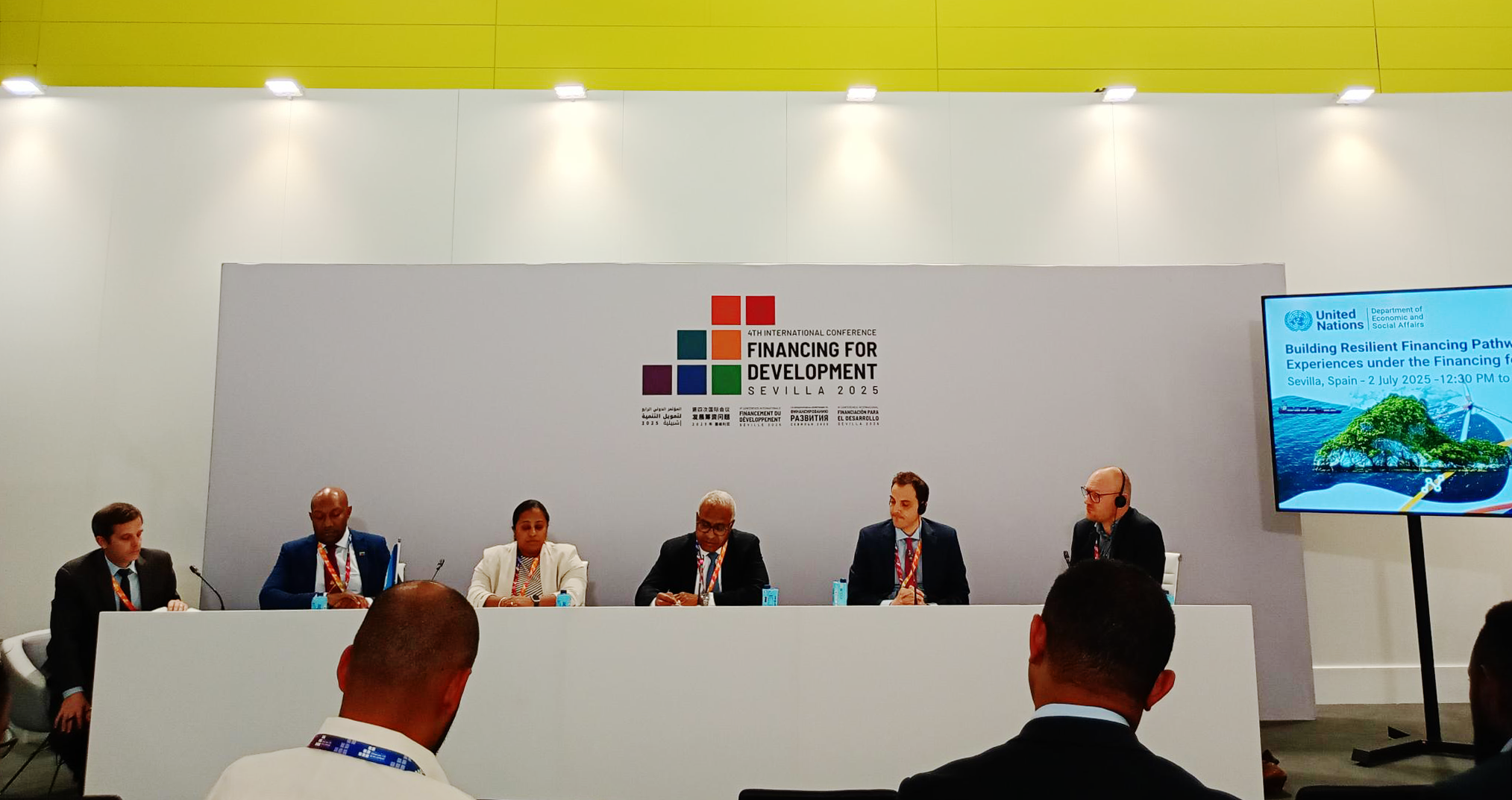 A picture from the Building Resilient Financing Pathways for SIDS: Country Experiences under the FINS Initiative side event at FFD4