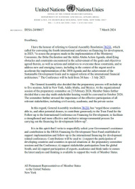 FfD4 Fundraising Letter from DESA Undersecretary General, Li Junhua