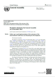 General Assembly resolution 78/231, “Follow-up to and implementation of the outcomes of the International Conferences on Financing for Development” adopted by the General Assembly on 22 December 2023