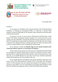 Circulation of the Elements Paper for the outcome document of the Fourth International Conference on Financing for Development, Issued by the Co-Facilitators on 22 November 2024