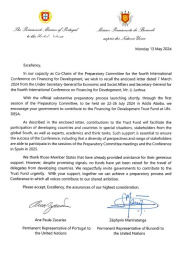 Signed Fundraising Letter from Ana Paula Zacarias, Permanent Representative of Portugal and Zephyrin Maniratanga, Permanent Representative of Burundi